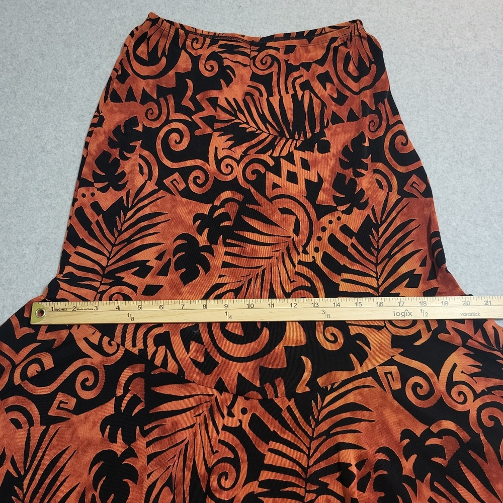 Coldwater Creek No Iron Midi Skirt Sz S Black Rust Flounce Hem Fairy Grunge Y2K - Picture 9 of 10